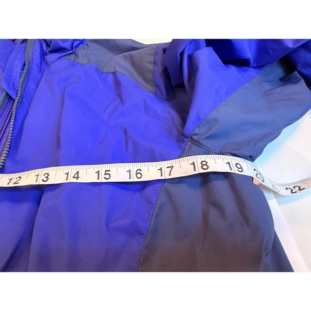 LL Bean Kids XL 18 Discovery Rain Jacket Blue Colorblock Hooded Shell 295451